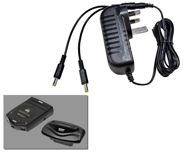 Regulated 2-in-1 power supply for Sega Multi-Mega/CDX + 32X with UK plug